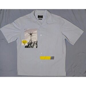 Calvin Klein Inckubator Loading Graphic Camp Button up  Mens Sz Large Series-001